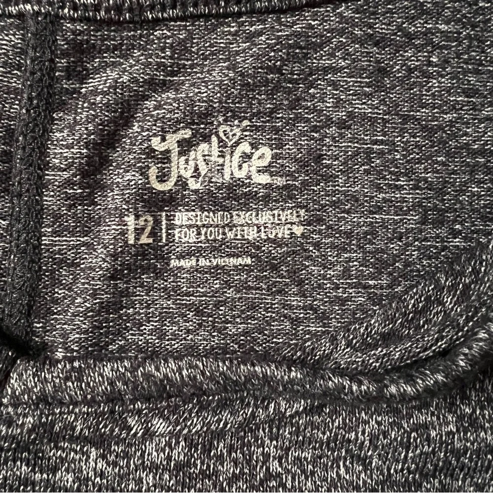Justice Girls Short Sleeve Stretchy Top Charcoal Gray Size 12